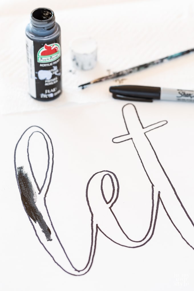 How to make a Christmas sign for a mantel decorated for Christmas