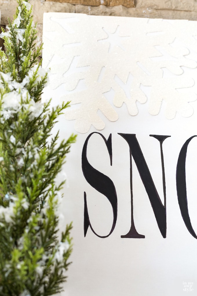 Christmas mantel signs let It snow