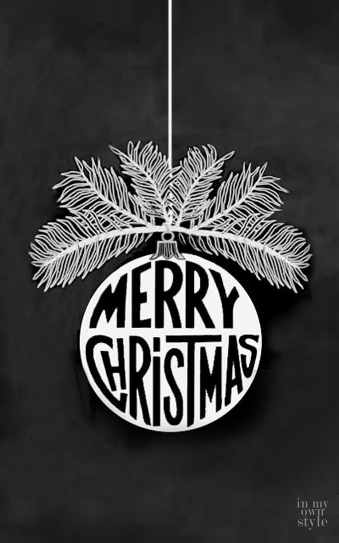 Christmas Ornament Free printable design to transfer to a chalkboard