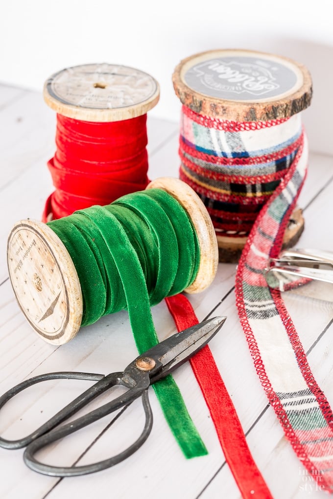 Christmas velvet ribbon for decorating and wrapping gifts