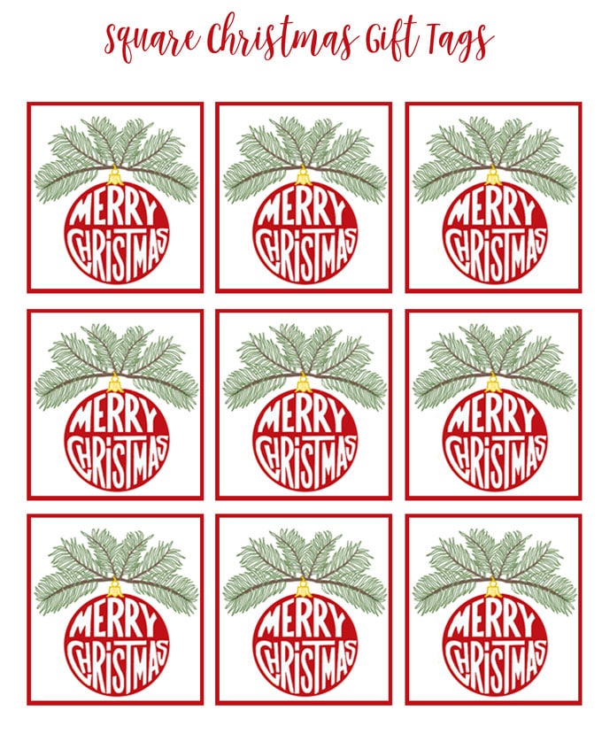 Free printable Christmas gift tags square