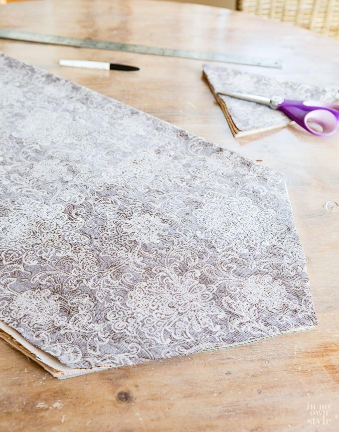 sewing a table cloth using fall fabrics