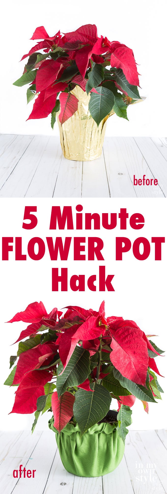 Creative way to wrap a plant or flower pot to give as a gift or to simply hide the ugly plastic and foil it came with.