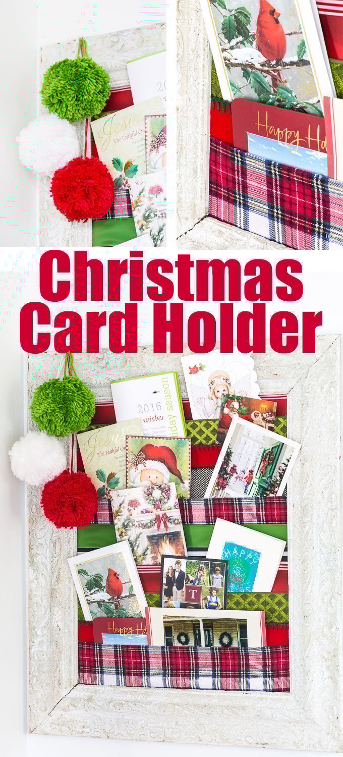 DIY Christmas card holder to display holiday cards all season long. Christmas decorating ideas and crafts.