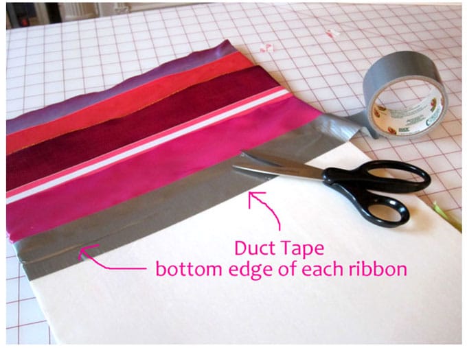 Framed ribbon Christmas card holder to hang on a wall