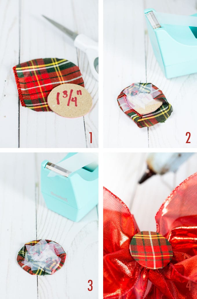 How to make a fabric button for the center of a Christmas ribbon bow