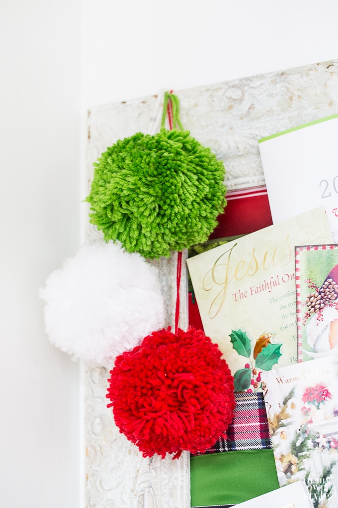How to make a Christmas card holder using ribbon. Display holidays cards in decorative style.