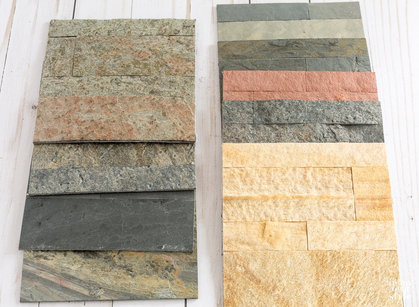 Aspect peel and stick lightweight stone tile color options