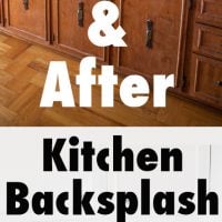 Before and after DIY kitchen backsplash makeover using white subway. You won't believe how the homeowner turned a dated and brown kitchen into a light and bright one on a dime.