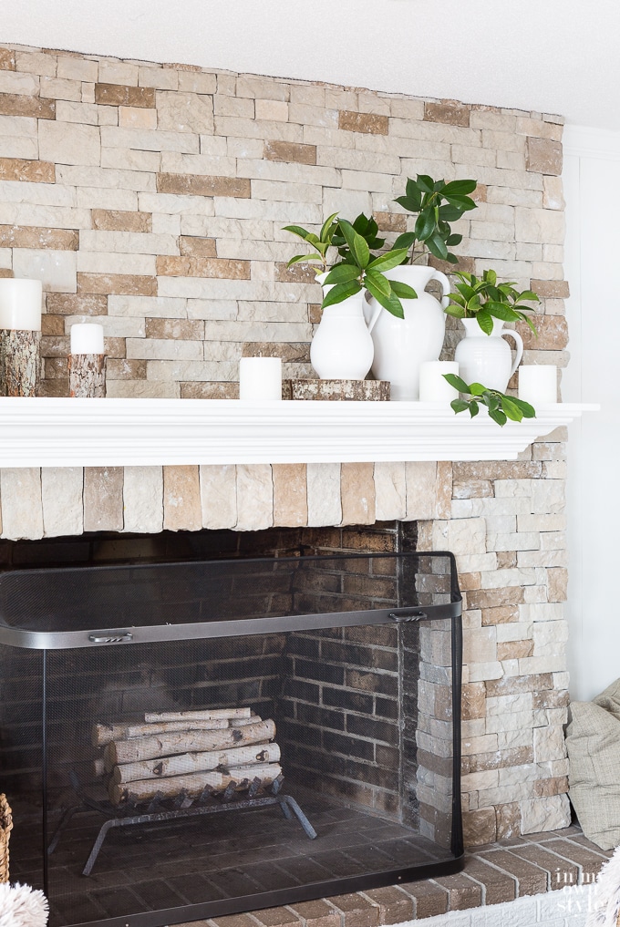 Affordable decor for a winter mantel