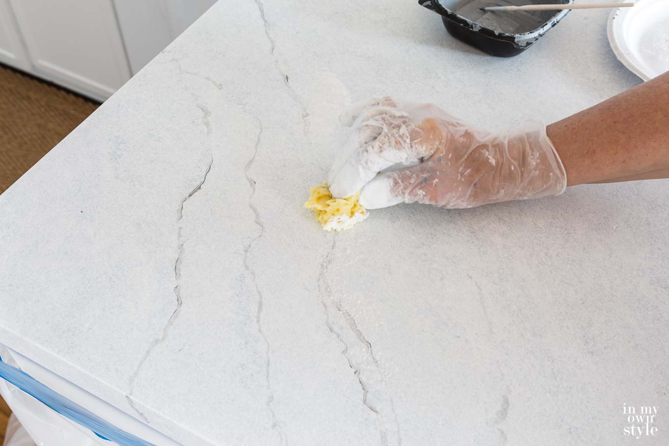 DIY painted marble countertops with veining