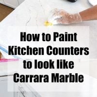 Kitchen countertop painting to look like white Carrara marble. Giani Countertop painting kit review.