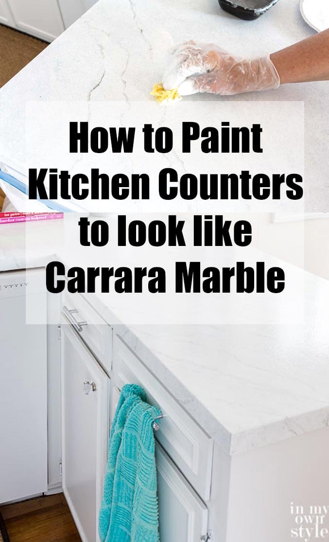How to paint faux Carrara marble in a kitchen counter