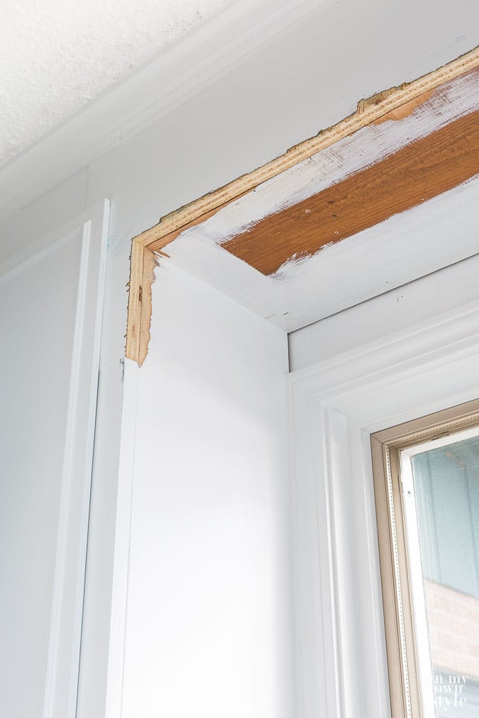 How to remove a wood valance above a sink in an outdated kitchen. 
