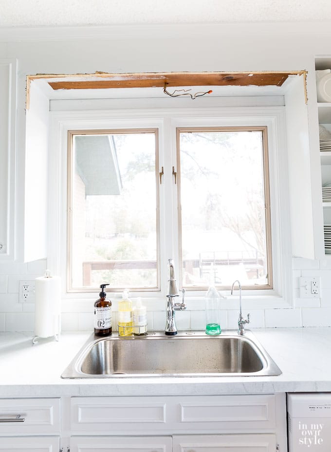 How to remove a wood scalloped valance over a kitchen sink