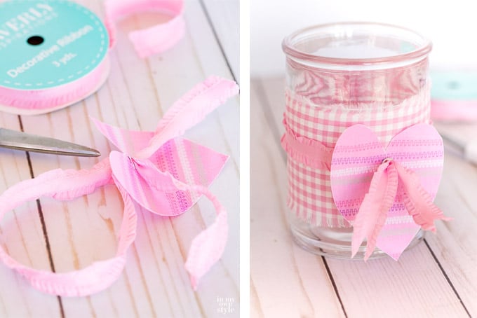 Valentine fabric heart vase DIY