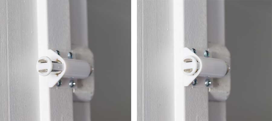 How a magnetic touch latch works to open and close a door without the need for a doorknob or pull