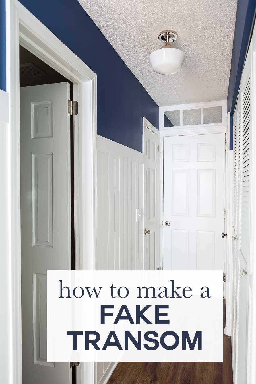 How to make a fake transom above a door or window using mirror tiles. Repurposing ideas for DIY home decorating.