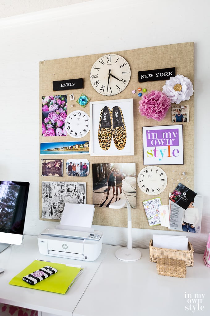 pink and white home office