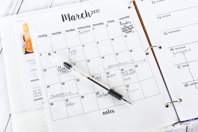 Free printable monthly calendar pages for a daily planner