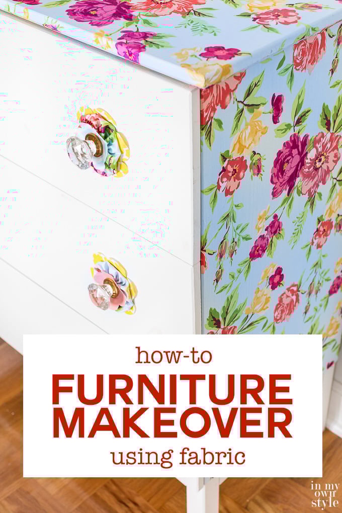 Furniture makeover using liquid starch and fabric. How to tutorial shows you how easy and inexpensive it is to transform a piece of furniture without having to use paint. 