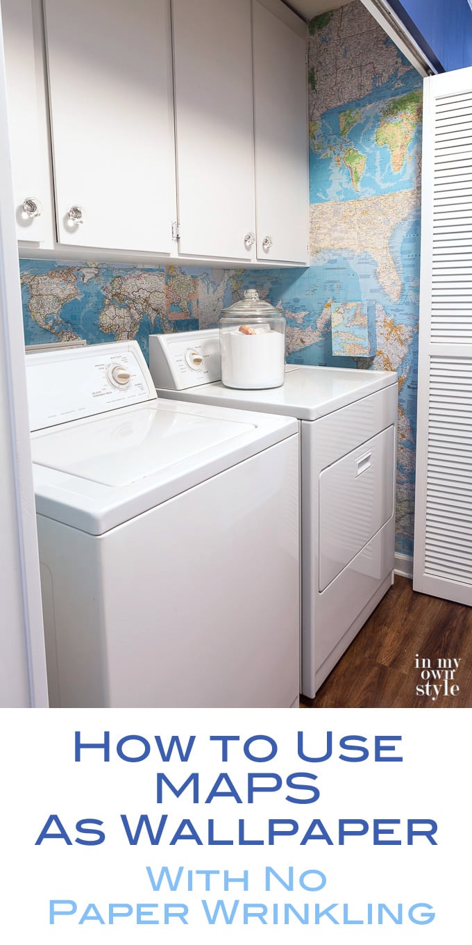 How to use maps as wallpaper and not have any paper wrinkling occur. DIY step by step map wallpapering tutorial with great tips and tricks for where to buy maps and ensure project success.