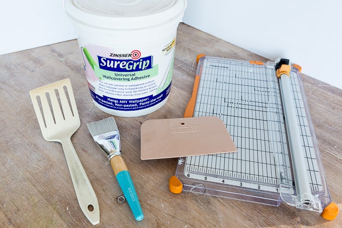 supplies needed for DIY map wallpaper 
