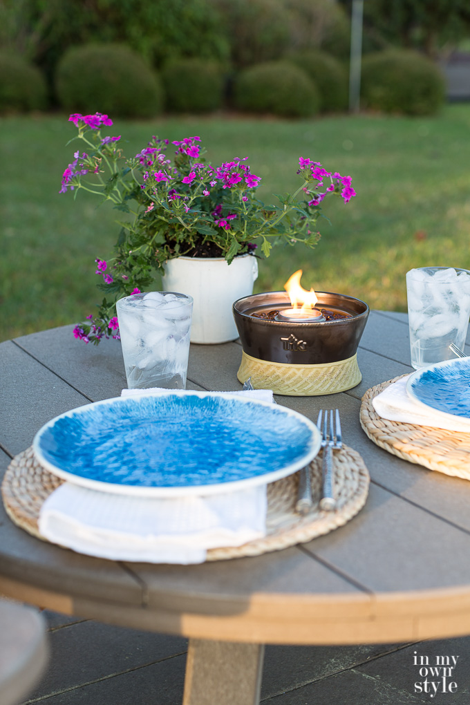 outdoor dining on small table