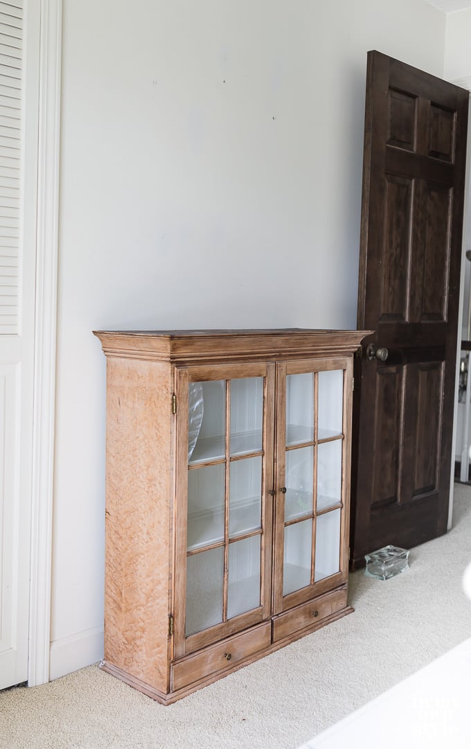 How to makeover a china cabinet into a sideboard using bun feet
