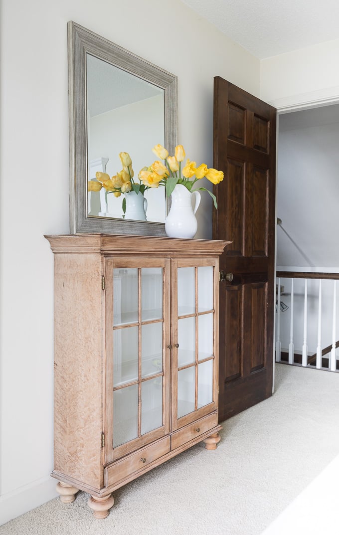 Furniture makeover and repurposing idea that uses wooden bun feet