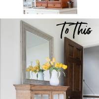 Hand-me-down-furniture-makeover-that-doesn't-require-paint. It uses simple to add wooden bun feet. Easy furniture makeover
