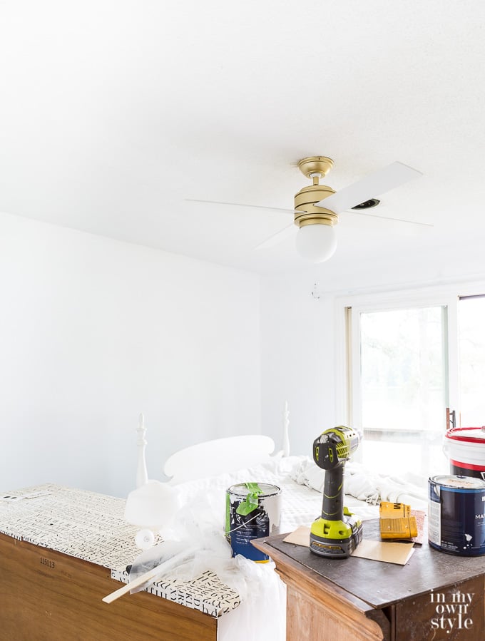 bedroom being painted white