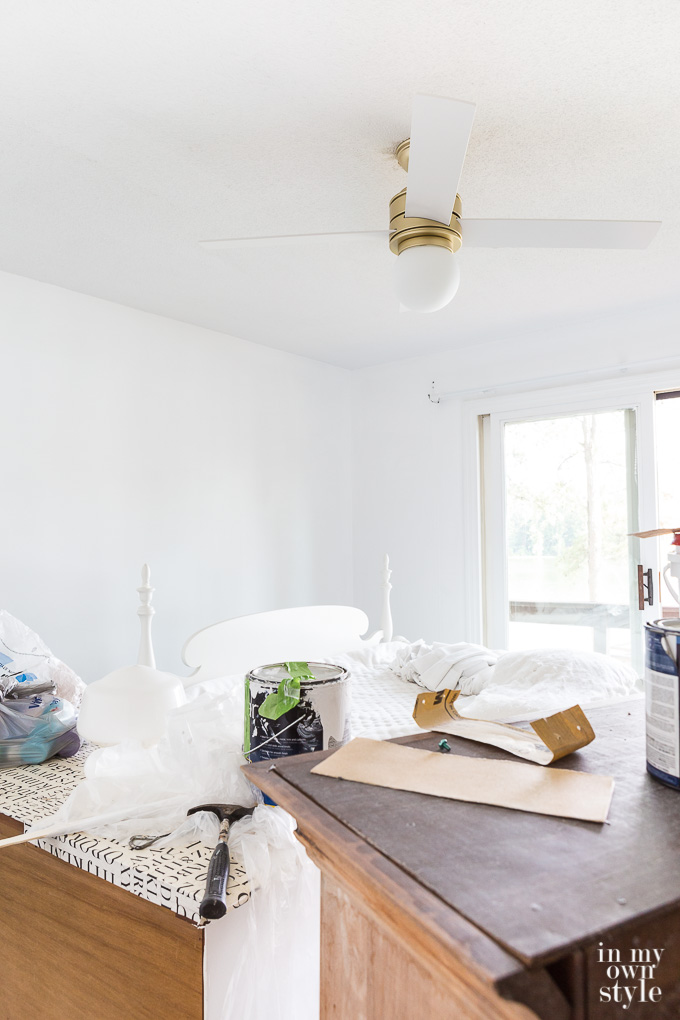 Hunter Hepburn Ceiling fan in white and gold