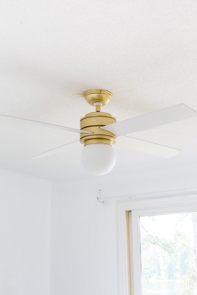 Hunter Hepburn gold ceiling fan with white blades
