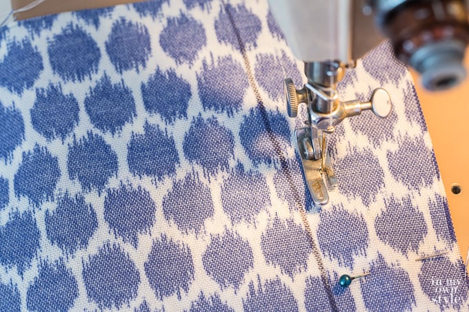Tutorial showing how to make affordable and easy sew DIY chair cushions