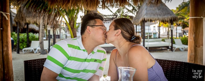 Romantic candlelight dining on the beach at El Dorado Seaside Suites resort on the Riviera Maya