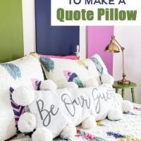 This DIY tutorial will give you step-by-step instructions to making the most adorable (and custom!) quote pillows around! Choose your quote, print it and then use a sharpie or paint on any type of plain pillow cover. Add some pom-poms and you have one unique and adorable pillow that