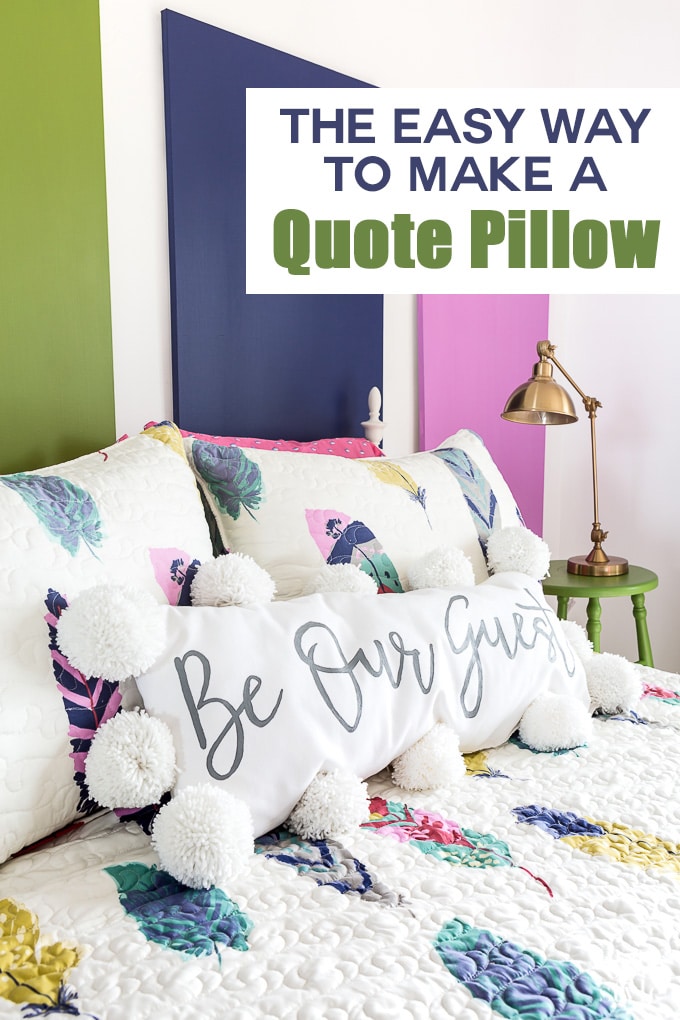 This DIY tutorial will give you step-by-step instructions to making the most adorable (and custom!) quote pillows around! Choose your quote, print it and then use a sharpie or paint on any type of plain pillow cover. Add some pom-poms and you have one unique and adorable pillow that