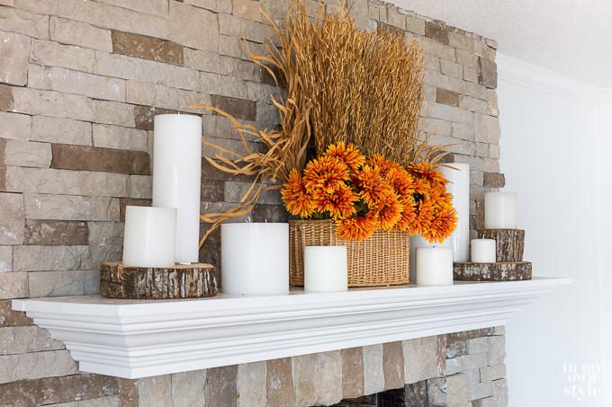 Fall mantel decorating idea