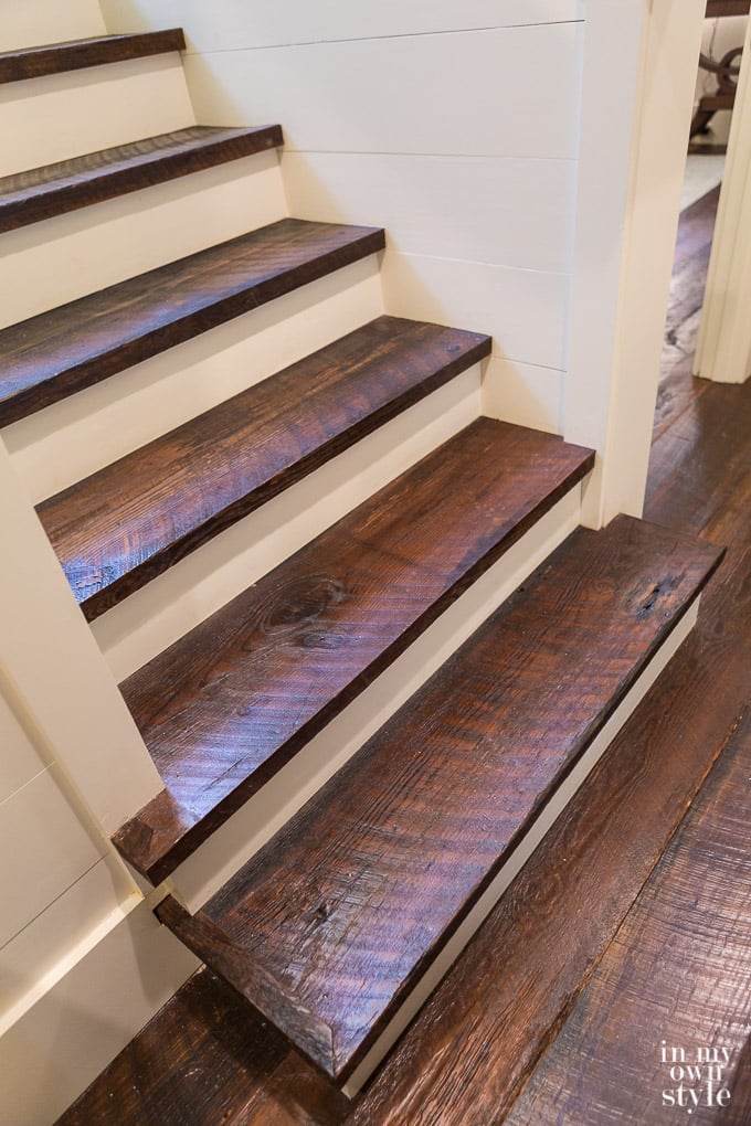 Reclaimed pine wood staircase