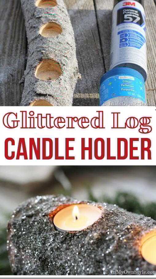Glitter Tree Trunk Candle Holder
