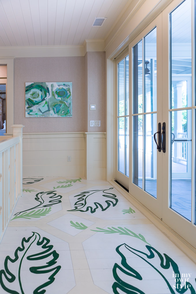 Painted leaves on floor in Southern Living Idea House 2017