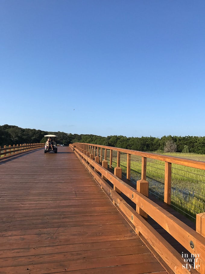 Riding on golf carts on Bald Head Island, NC