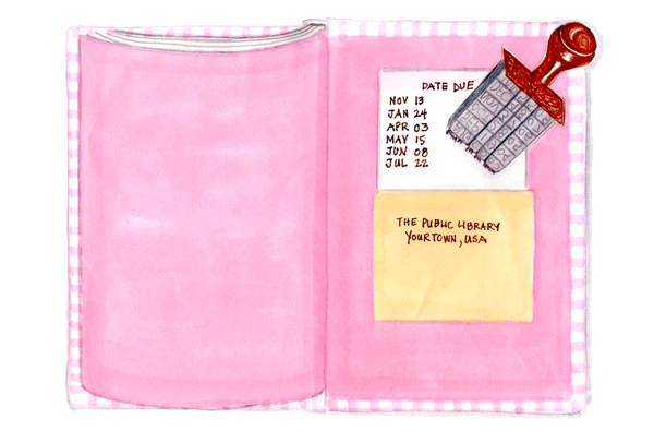 Library book date stamp illustration