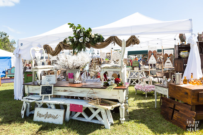 Booth of Vintage and Farmhouse Decor at the French Country Flea Market