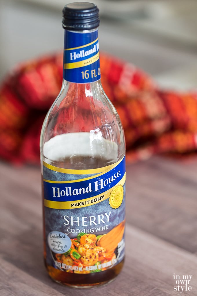 a bottle of Holland House Sherry Cooking Wine