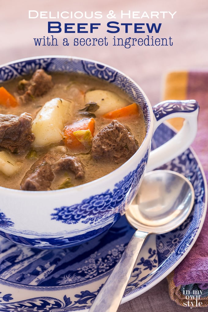 Beef Stew recipe that has a secret ingredient in it that makes it extra delicious and hearty for a cold winter's night meal.