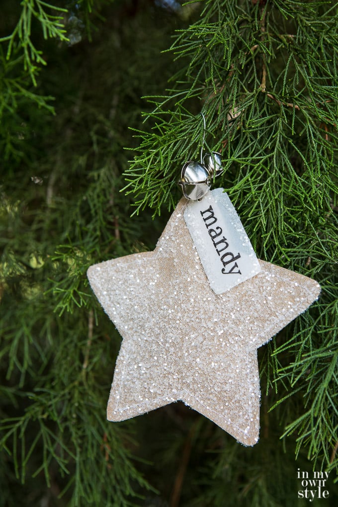 Paper Star Christmas Ornament to Make  Name on ornament says Mandy.