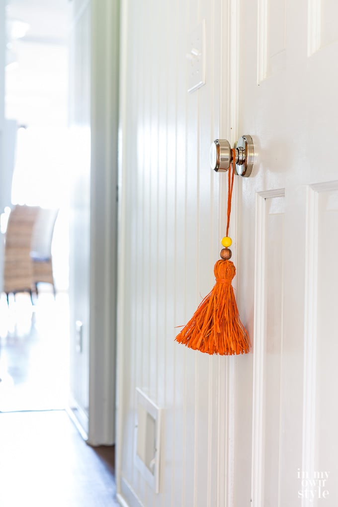 Fall tassel making tutorial. Fall decorating ideas using raffia.