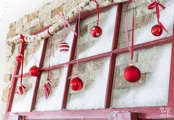 Christmas decorating repurposing hack using a window sash